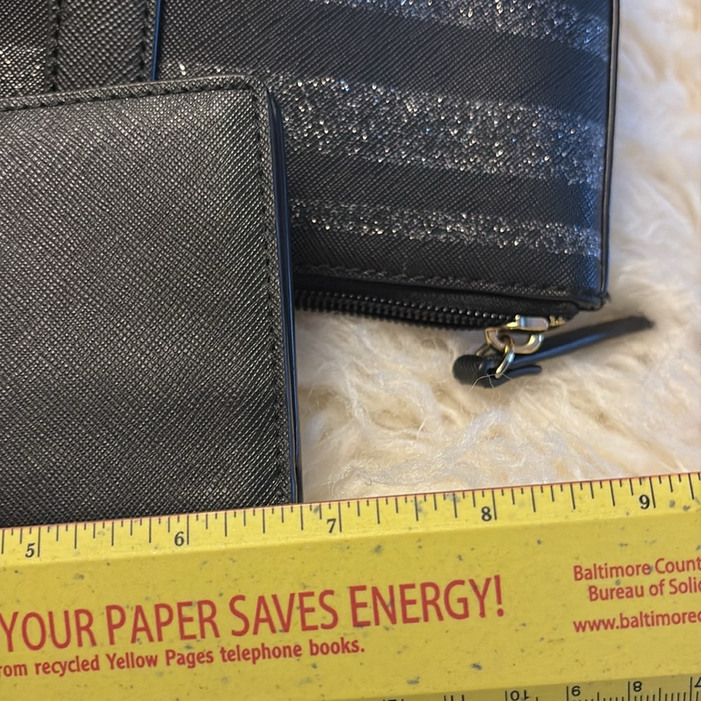 Kate Spade New York 2 piece. Sparkle Stripe Bag and Slim Black Matching Wallet. - Picture 17 of 17